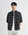 Mens Plaid Lapel Oversized Button Top