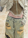 Metro distressed high waist leopard Denim