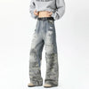 Chic Woodland Torn Mosaic Wide Denim