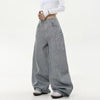 2000s Striped Curved Knife Bell Leg Utility Denim