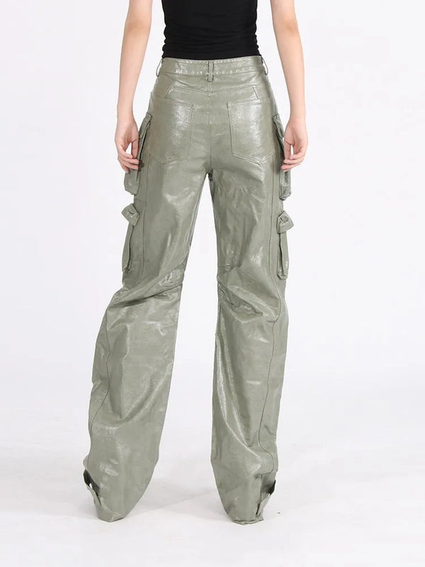 Zip High-Rise Leather Baggy alternatif görünüm