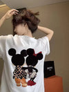 Soft White Mickey Designed Half T-Shirt