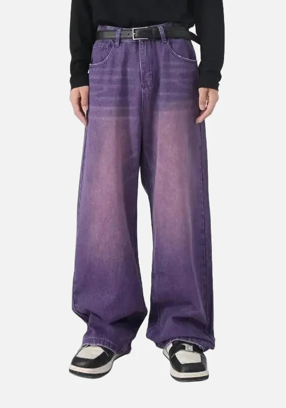 Purple Western Style Ombre Bell-Leg Denim alternatif görünüm