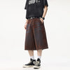 Insulated Sleek Brown Rinse Wide Leg Denim Shorts