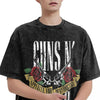 Guns N Red-Petal Battle-Worn Distress-Washed T-Shirt