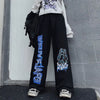 Vintage Wide Leg Anime Baskılı Jogger, önden görünüm — Navra Wear