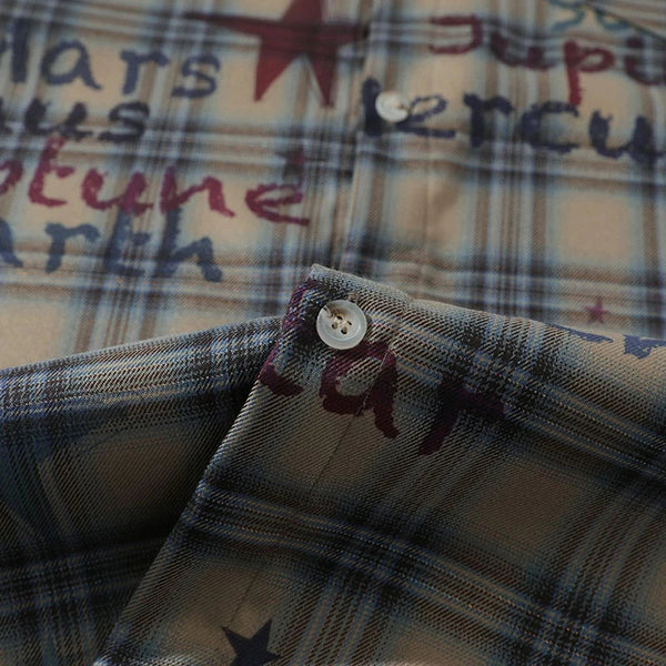 Star-Check Print Short Sleeve Top alternatif görünüm