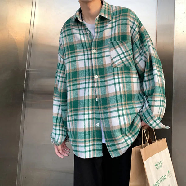 Wool Plaid Retro Oversized Long Top