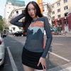 Aged Mesh Long Sleeve Illustrated T-Shirt
