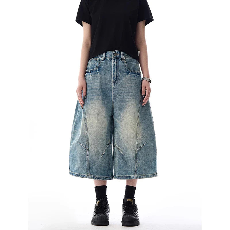 Insulated Metro Dark High-Rise Utility Denim Shorts