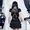 Noir Darkwave Sheer Mesh Backless T-Shirt
