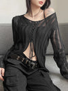 Turn-Of-Era Lace-Up Knit Top