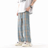 Plaid Cord Straight Trousers