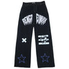 Streertwear Black Stellar Print High Denim