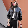 Autumn Relaxed Mosaic Denim & Leather Jacket