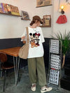 Soft White Mickey Designed Half T-Shirt