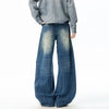 Durable Contrast Color Curved Knife Bell-Leg Denim