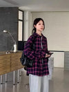 Hip Hop Plaid Retro Oversize Long Blouse