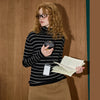 Time-Worn Stripe Knit High Neck Long Sleeve T-Shirt