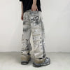 Graphic Print Easy Cut Wide Denim