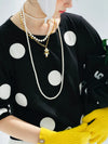 White Black Dot Polka Long Sleeve T-Shirt
