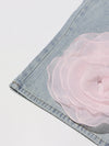 Çiçek Desenli Jean Pantolon, yakın çekim — Navra Wear