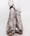 Minimalist Elastic Waist Pintuck Bell Leg Denim