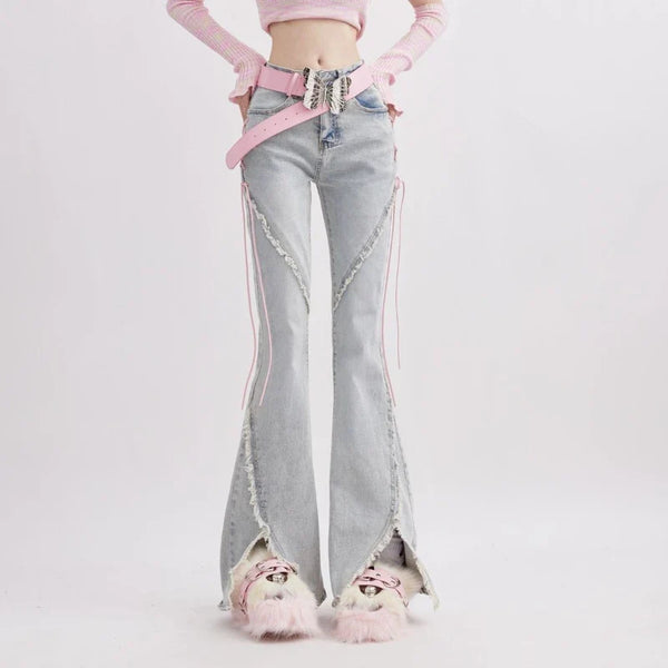 Women Classic Tie Up High-Rise Classic Denim alternatif görünüm
