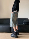 Yıkanmış Yırtık Detaylı Jean Şort, stil görünüm — Navra Wear