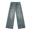 Yıkanmış Baggy Jean Pantolon, yakın çekim — Navra Wear