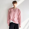 Knitted Neck Round Handsome Elegant Pink T-Shirt