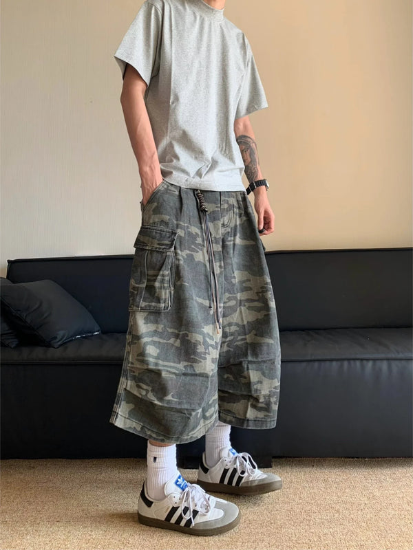 Heritage High-Rise Relaxed Camo Denim Shorts