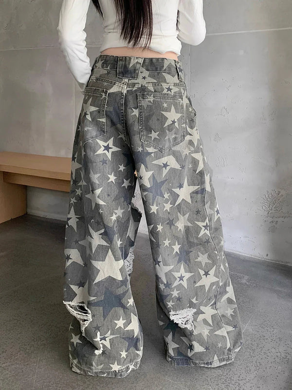 Camo Destroyed Easy Cut Boyfriend Denim alternatif görünüm