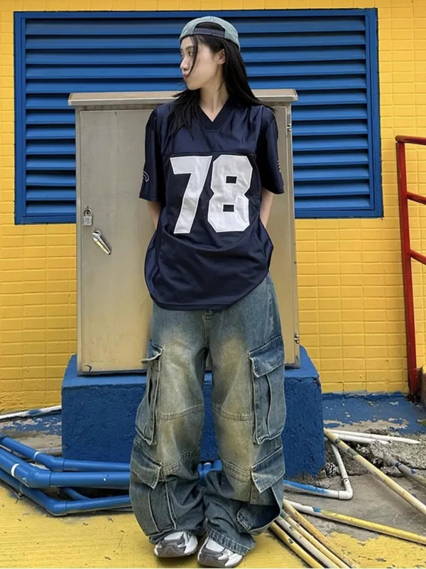 Street-Culture Wide-Body New-Millennium Sport Number T-Shirt