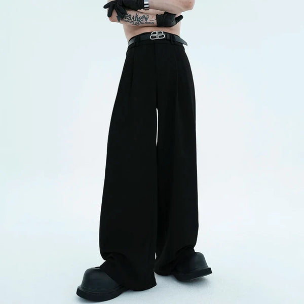 Elegant Pleat Straight Suit Trousers