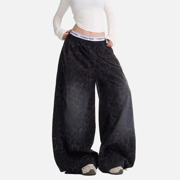 Y2K Bol Kesim Leopar Desenli Jogger alternatif görünüm