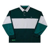 Color Blocked Spliced Long Sleeve Placket-Neck T-Shirt