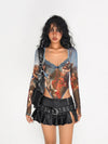 Geometric Imprinted Slimfit Long Sleeve T-Shirt