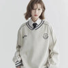 Varsity Contrast Retro V-Neck