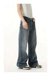 Mozaik Desenli Jean Pantolon, yakın çekim — Navra Wear