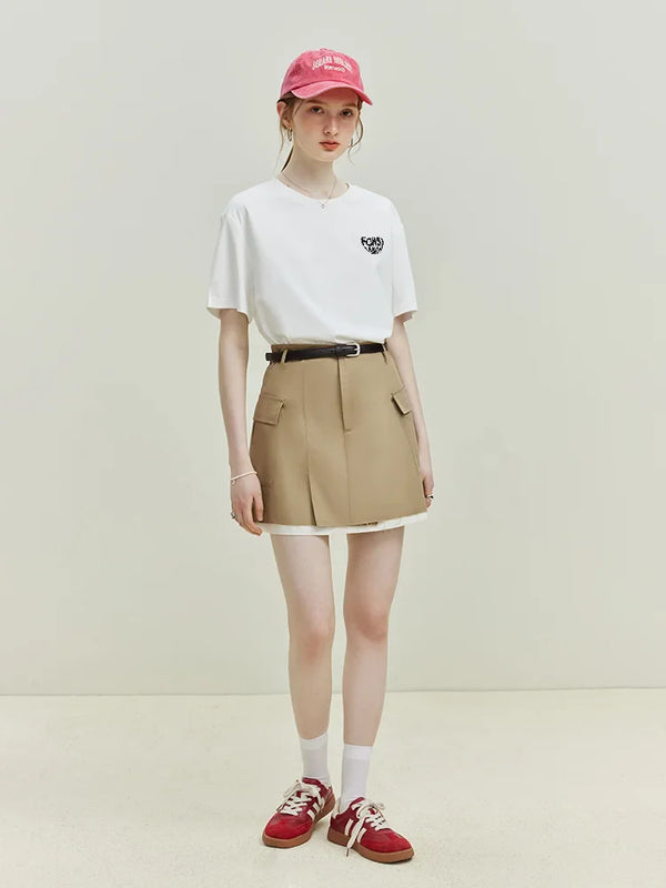 Letter Neck Round Fit Slim T-Shirt alternatif görünüm