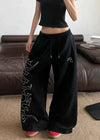 Wide Leg Japon Baskılı Jogger, yan görünüm — Navra Wear