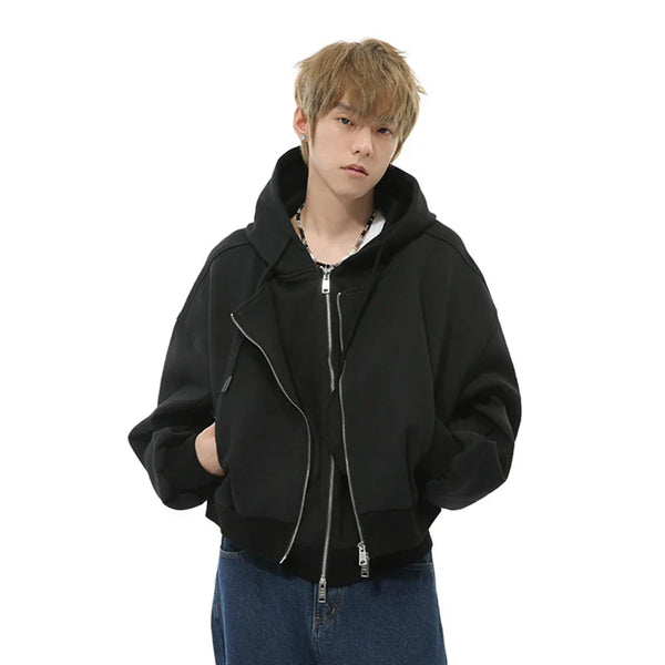 Double-Layer Drawstring Sweatshirt alternatif görünüm