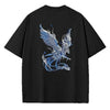 Heat-Wave Phoenix Embroidery Off-Duty O-Neck Cotton T-Shirt