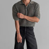 Laid-Back Relax High-End Hollow Out Style Collar-Knit T-Shirt