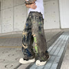 Baggy Grafiti Baskılı Jean Pantolon, yakın çekim — Navra Wear