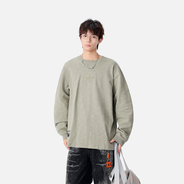Long-lasting Hand-Stitched Logo Long Sleeve T-Shirt alternatif görünüm