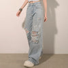 Women New Modern Tie Hole High Denim