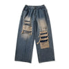 Washed Ripped Wide-Leg Denim