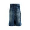 Vintage Wide Leg Jean Şort, yakın çekim — Navra Wear